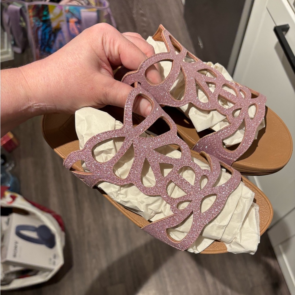 Fitflop Valentine Pink Glitter Limited Edition Shimmer Crystal Bumble Butterfly - Picture 13 of 16